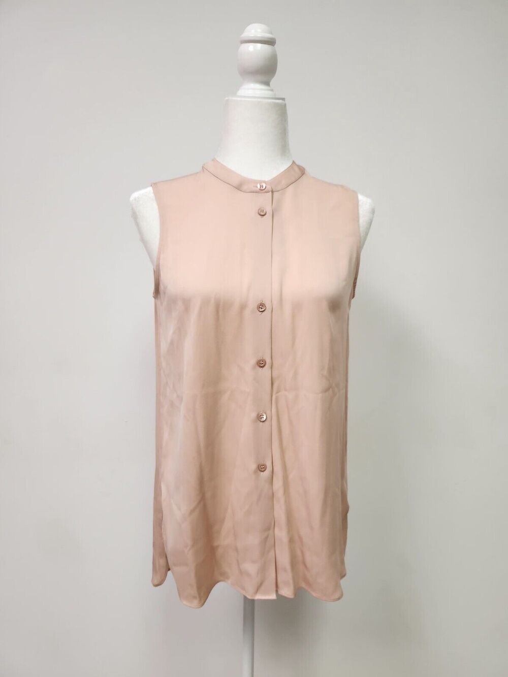 Theory Hinzin Sleeveless Silk Shirt Blouse Top Rosewood Size S $245